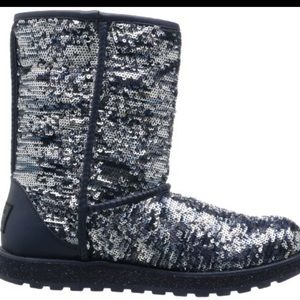 Blue and silver sequence sparkly boots Skechers
